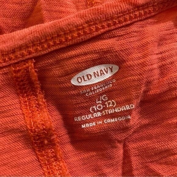 Old Navy Lace Trim Short Sleeve Top Coral L 10-12 Regular - Picture 2 of 2